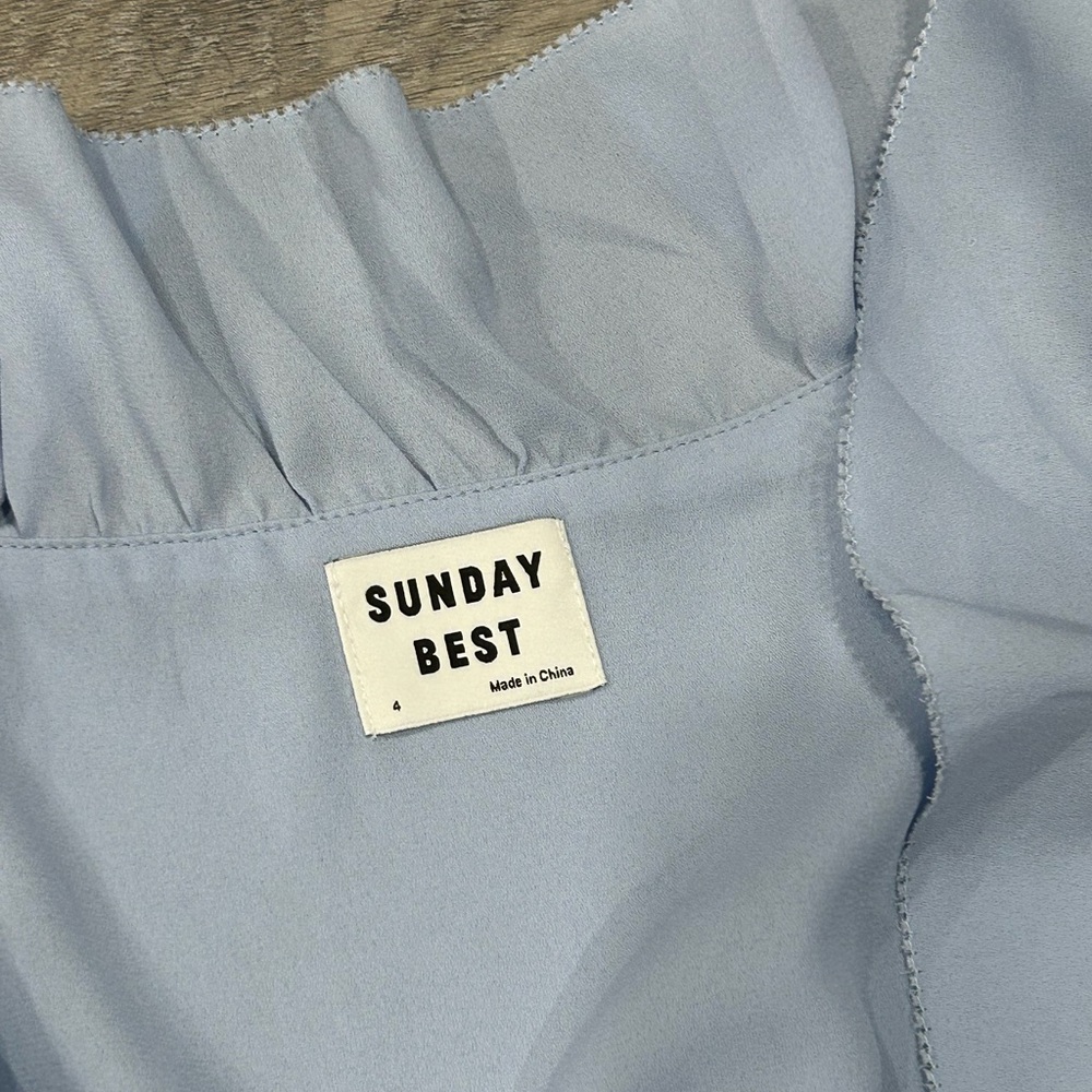 Sunday Best Light Blue Asymmetrical Ruffle Wrap Dress - Picture 2 of 4